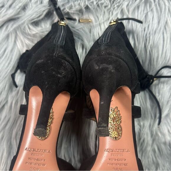 Aquazzura Black Lace-Up Stiletto Heels - Picture 10 of 11